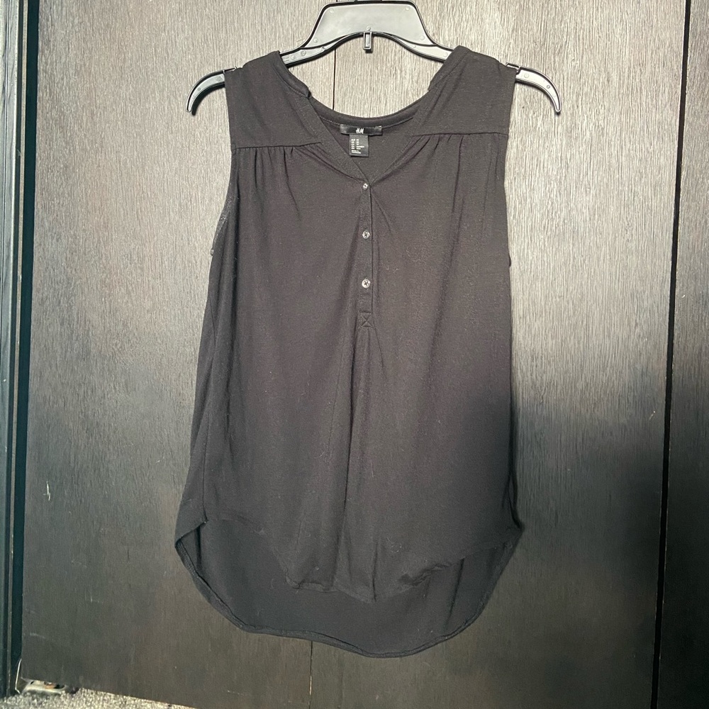 Black cotton tank top blouse